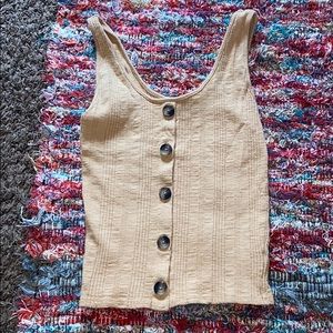 yellow button down american eagle tank size XS